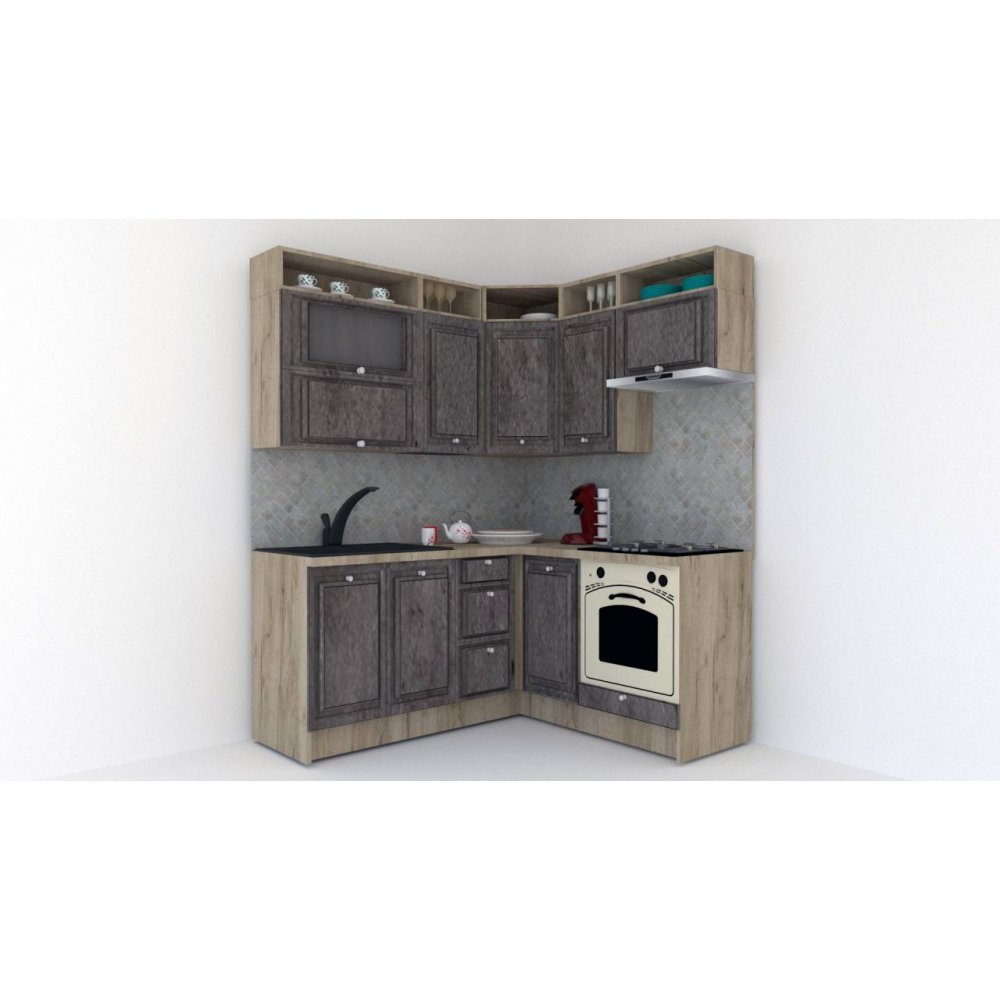Bucatarie de Colt LEEA ART CORNER FRONT MDF ROSA 160-180 DR. K002 / decor 247