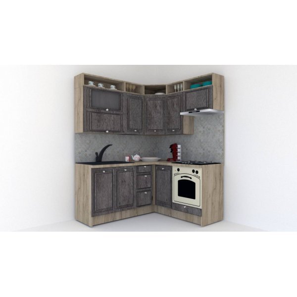 Bucatarie de Colt LEEA ART CORNER FRONT MDF ROSA 160-180 DR. K002 / decor 247