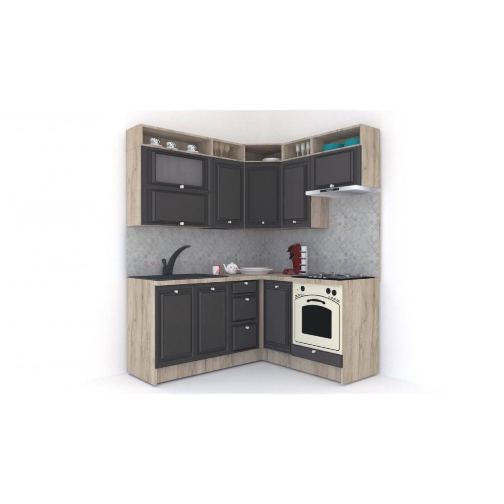 Bucatarie de Colt LEEA ART CORNER FRONT MDF ROSA 160-180 DR. K002 / decor 258