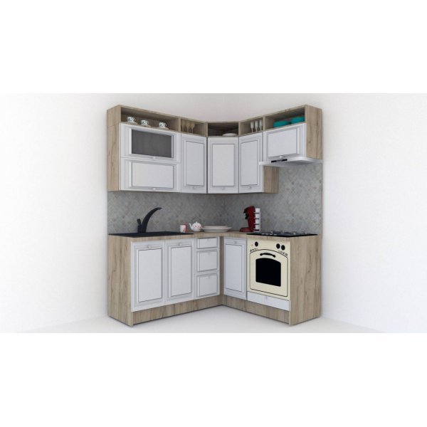 Bucatarie de Colt LEEA ART CORNER FRONT MDF ROSA 160-180 DR. K002 / decor 263
