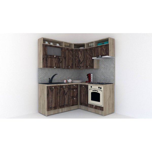 Bucatarie de Colt LEEA ART CORNER FRONT MDF ROSA 160-180 DR. K002 / decor 264