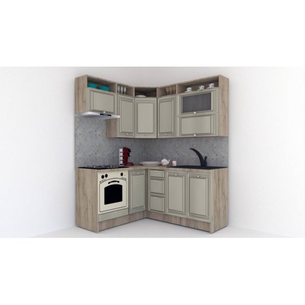 Bucatarie de Colt LEEA ART CORNER FRONT MDF ROSA 160-180 ST. K002 / decor 161
