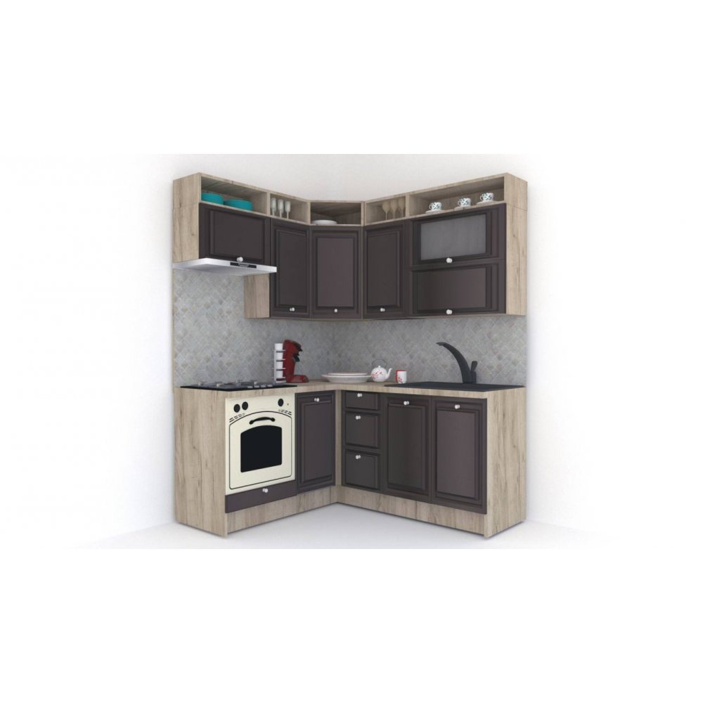 Bucatarie de Colt LEEA ART CORNER FRONT MDF ROSA 160-180 ST. K002 / decor 176