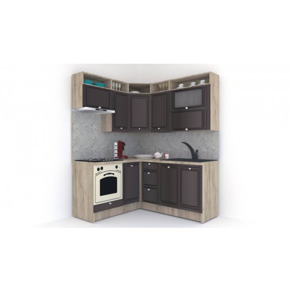 Bucatarie de Colt LEEA ART CORNER FRONT MDF ROSA 160-180 ST. K002 / decor 176