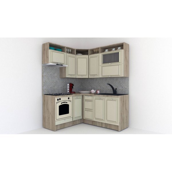 Bucatarie de Colt LEEA ART CORNER FRONT MDF ROSA 160-180 ST. K002 / decor 191