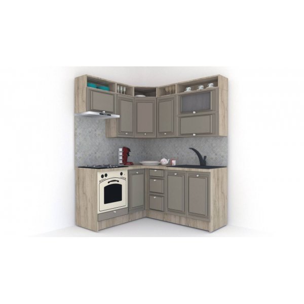 Bucatarie de Colt LEEA ART CORNER FRONT MDF ROSA 160-180 ST. K002 / decor 200