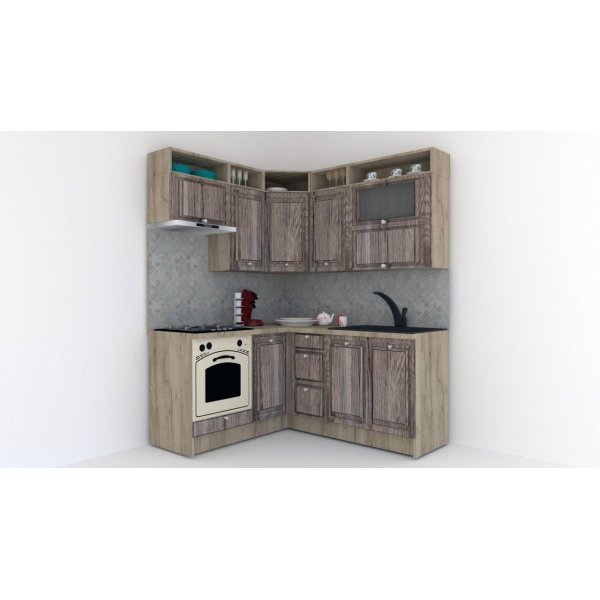 Bucatarie de Colt LEEA ART CORNER FRONT MDF ROSA 160-180 ST. K002 / decor 213