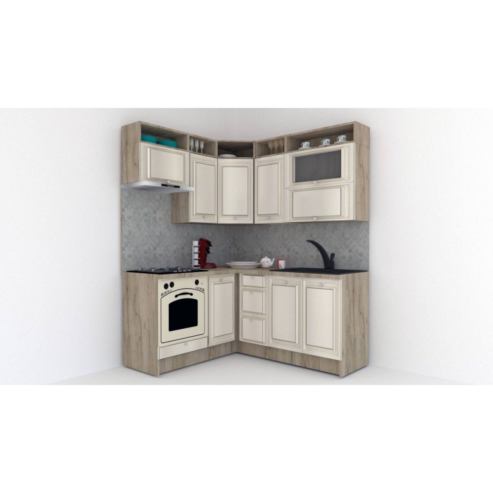 Bucatarie de Colt LEEA ART CORNER FRONT MDF ROSA 160-180 ST. K002 / decor 242 Bucatarie de Colt LEEA ART CORNER FRONT MDF ROSA 160-180 ST. K002 / decor 242