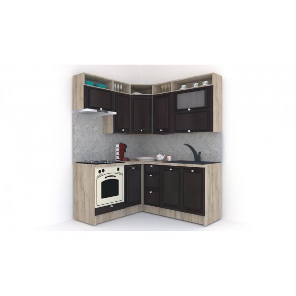 Bucatarie de Colt LEEA ART CORNER FRONT MDF ROSA 160-180 ST. K002 / decor 244