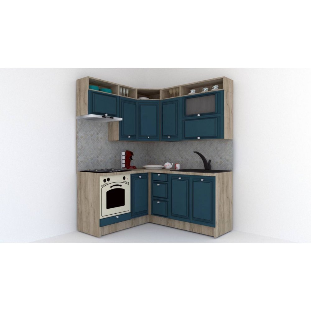 Bucatarie de Colt LEEA ART CORNER FRONT MDF ROSA 160-180 ST. K002 / decor 259