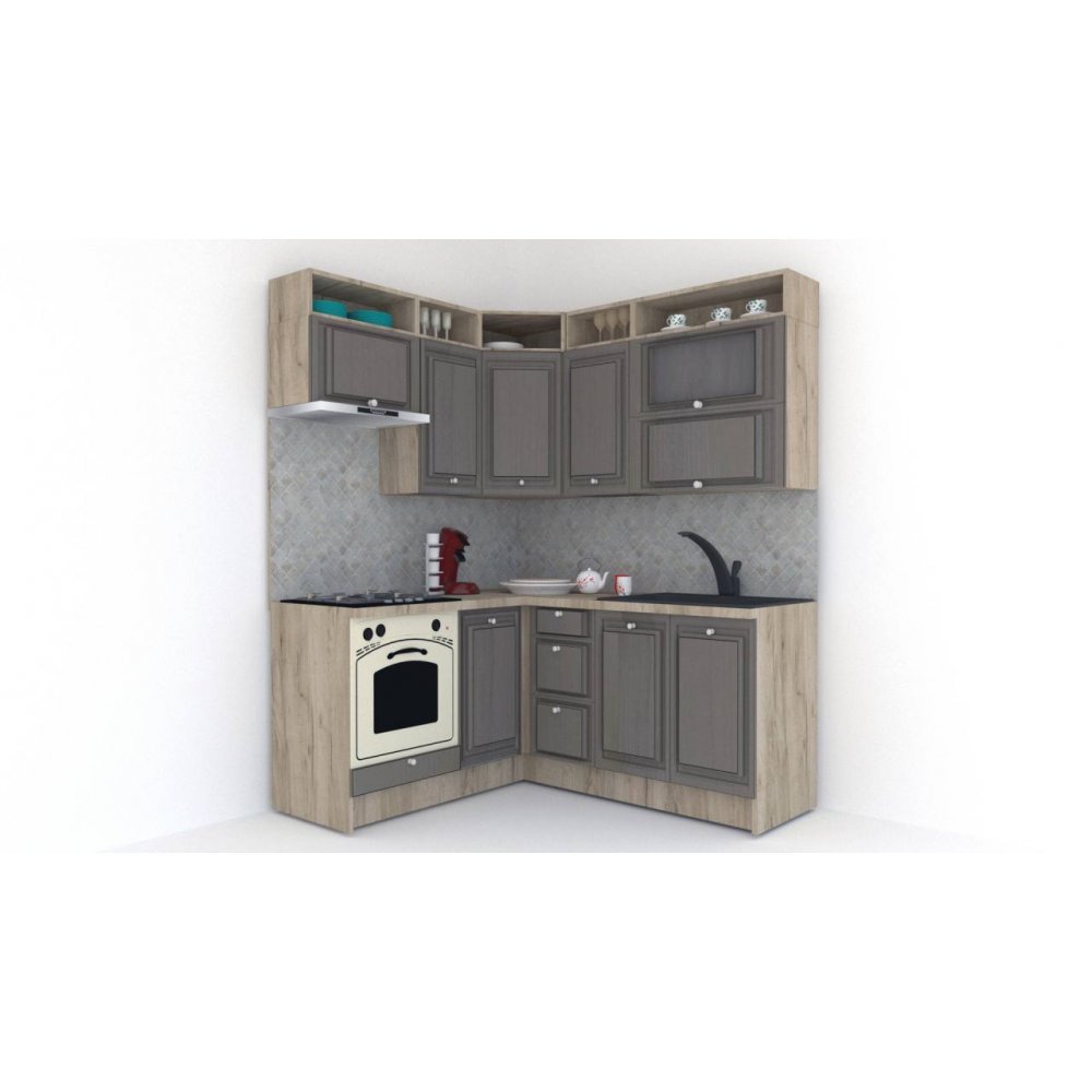 Bucatarie de Colt LEEA ART CORNER FRONT MDF ROSA 160-180 ST. K002 / decor 265