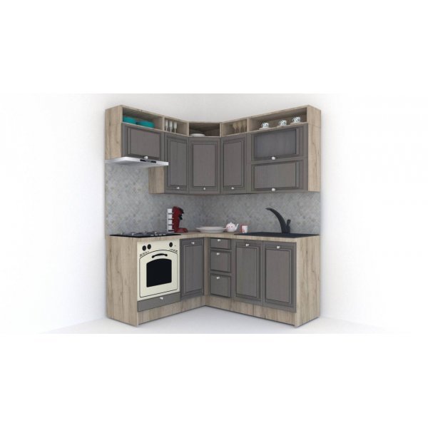 Bucatarie de Colt LEEA ART CORNER FRONT MDF ROSA 160-180 ST. K002 / decor 265