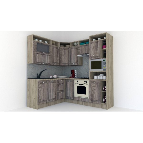 Bucatarie de Colt LEEA ART CORNER FRONT MDF PORTAL 180-220 A DR. K002 / decor 213