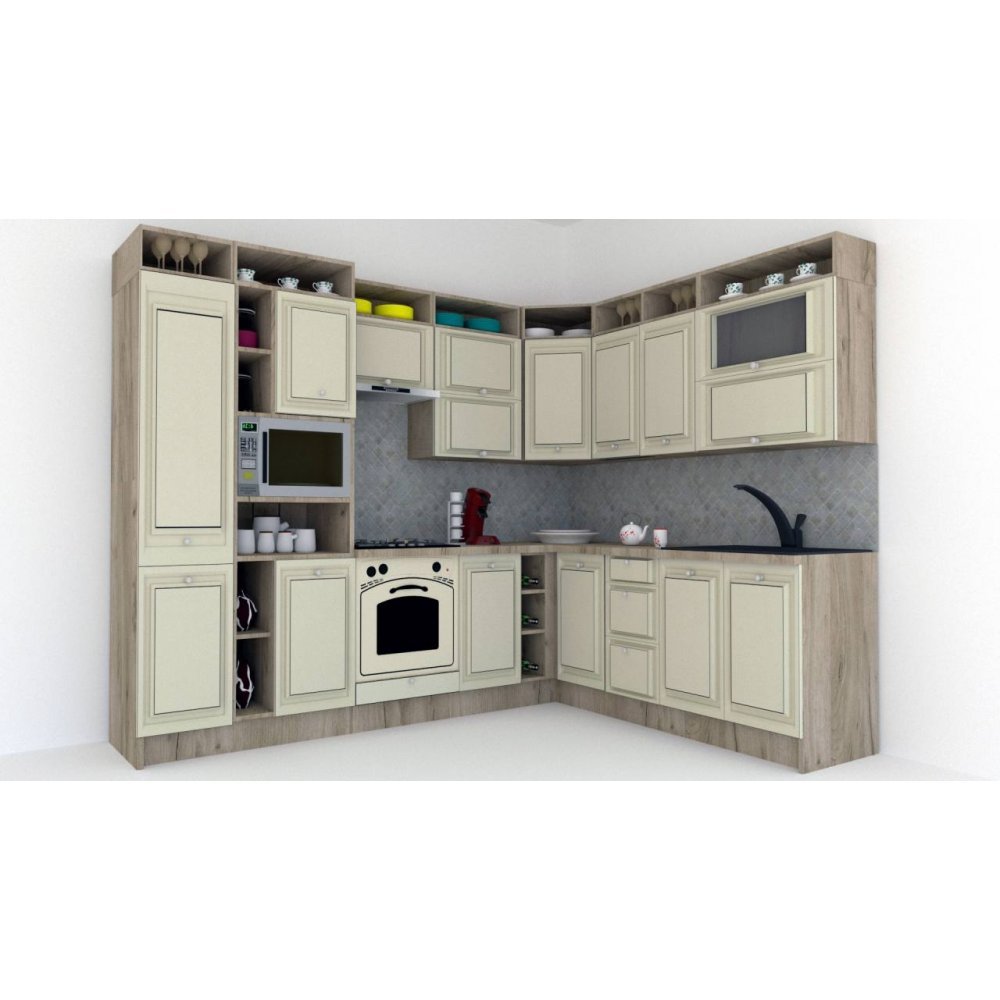Bucatarie de Colt LEEA ART CORNER FRONT MDF OLDER 220-280 ST. K002 / decor 191