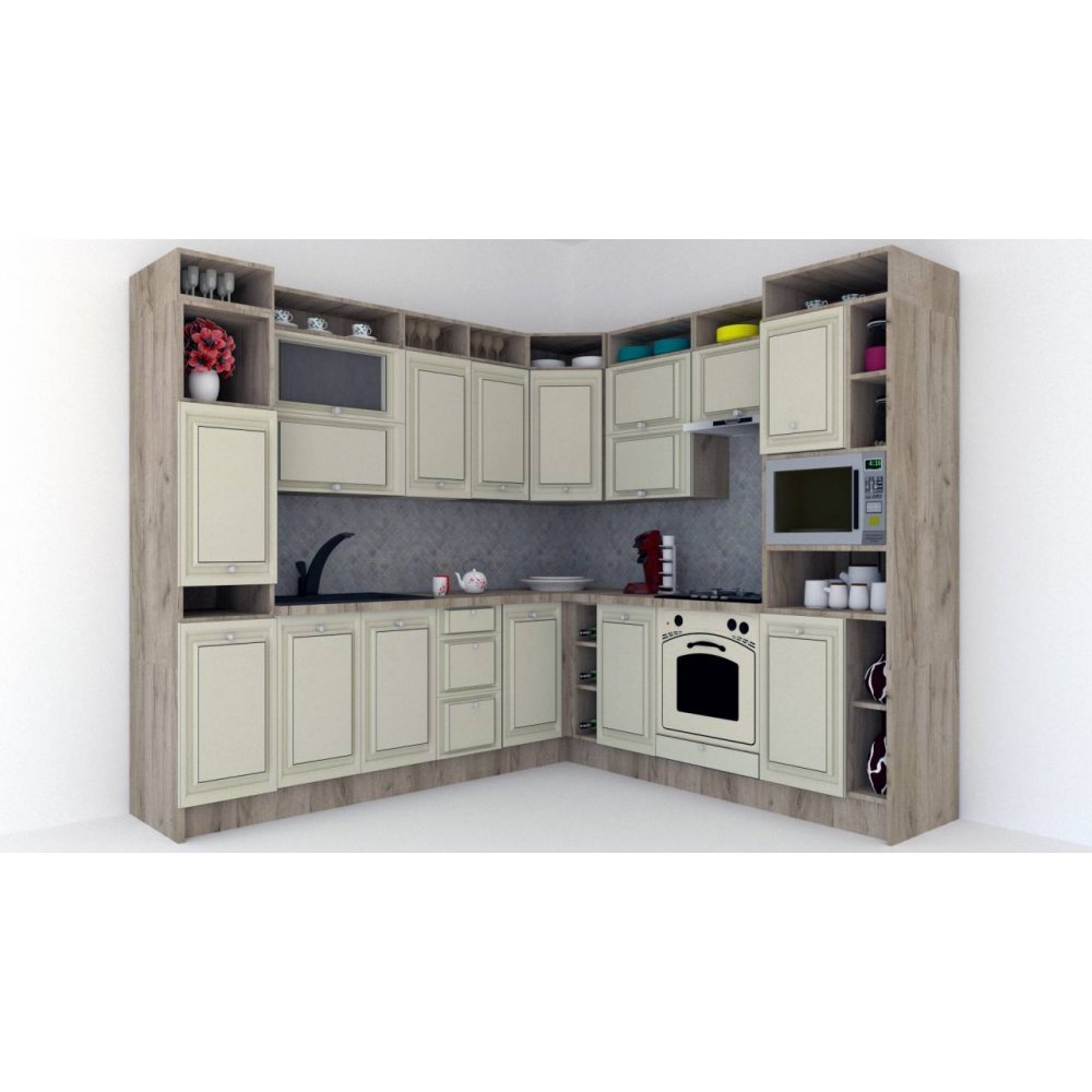 Bucatarie de Colt LEEA ART CORNER FRONT MDF OLDER 240-260 DR. K002 / decor 191