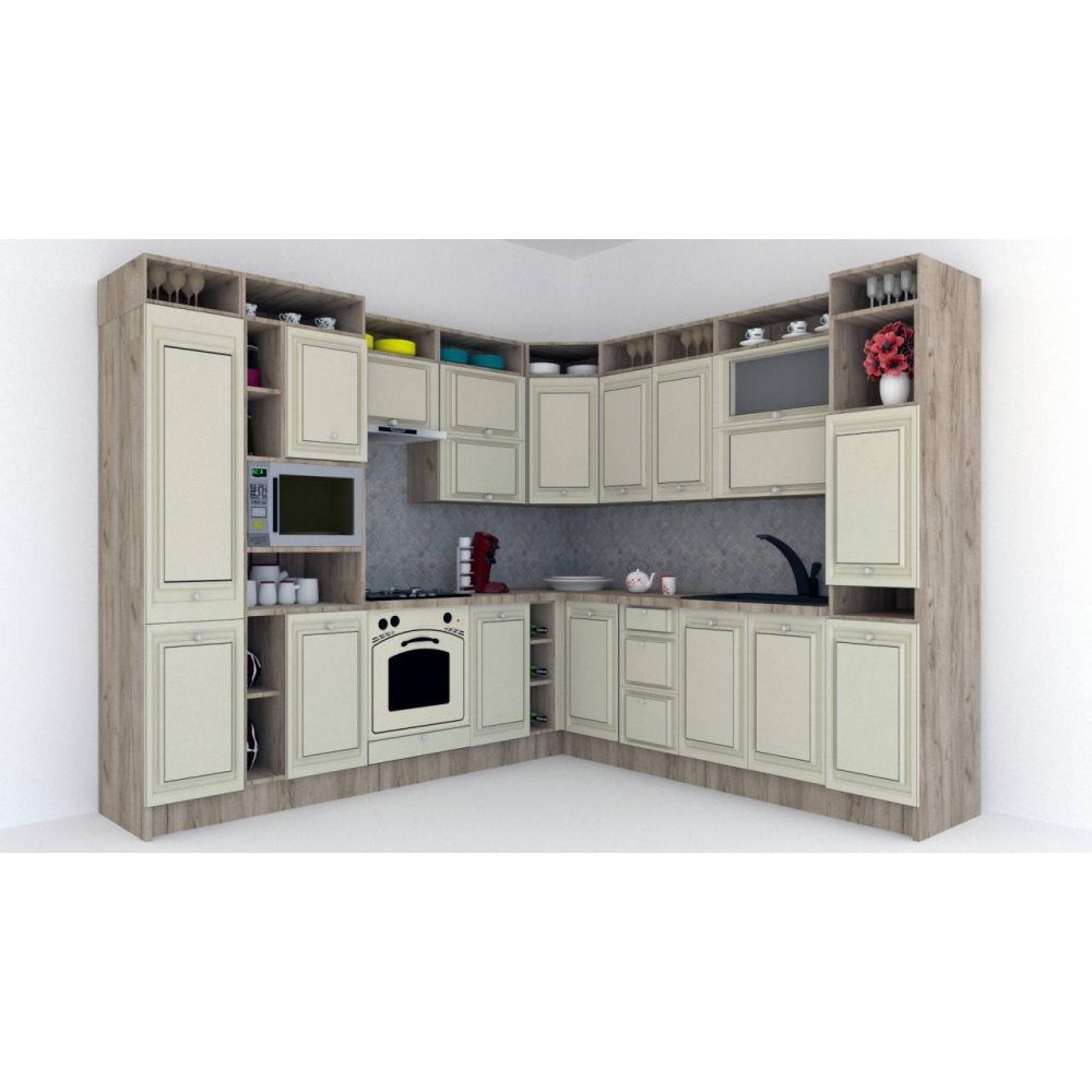 Bucatarie de Colt LEEA ART CORNER FRONT MDF OLDER 260-280 ST. K002 / decor 191