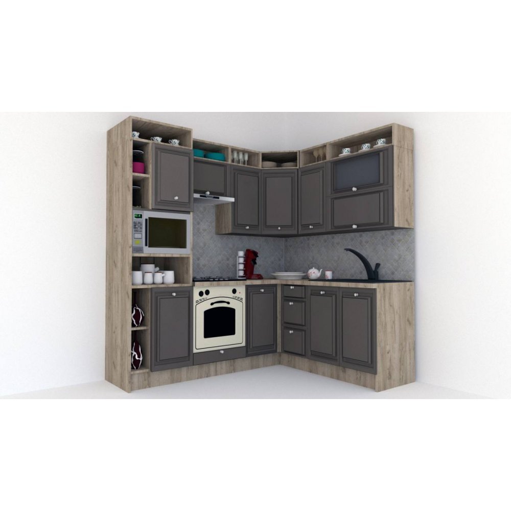 Bucatarie de Colt LEEA ART CORNER FRONT MDF OLDER 180-220 A ST. K002 / decor 218