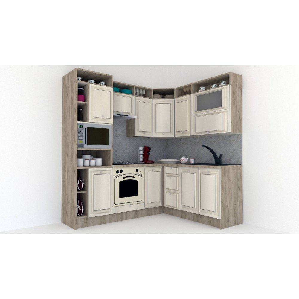 Bucatarie de Colt LEEA ART CORNER FRONT MDF REGULARNY 180-220 A ST. K002 / decor 242