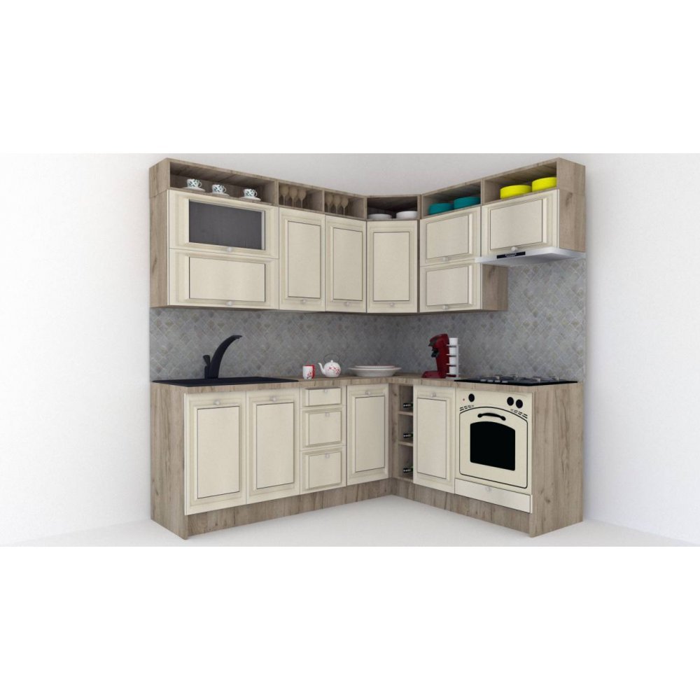 Bucatarie de Colt LEEA ART CORNER FRONT MDF OLDER 180-220 B DR. K002 / decor 242