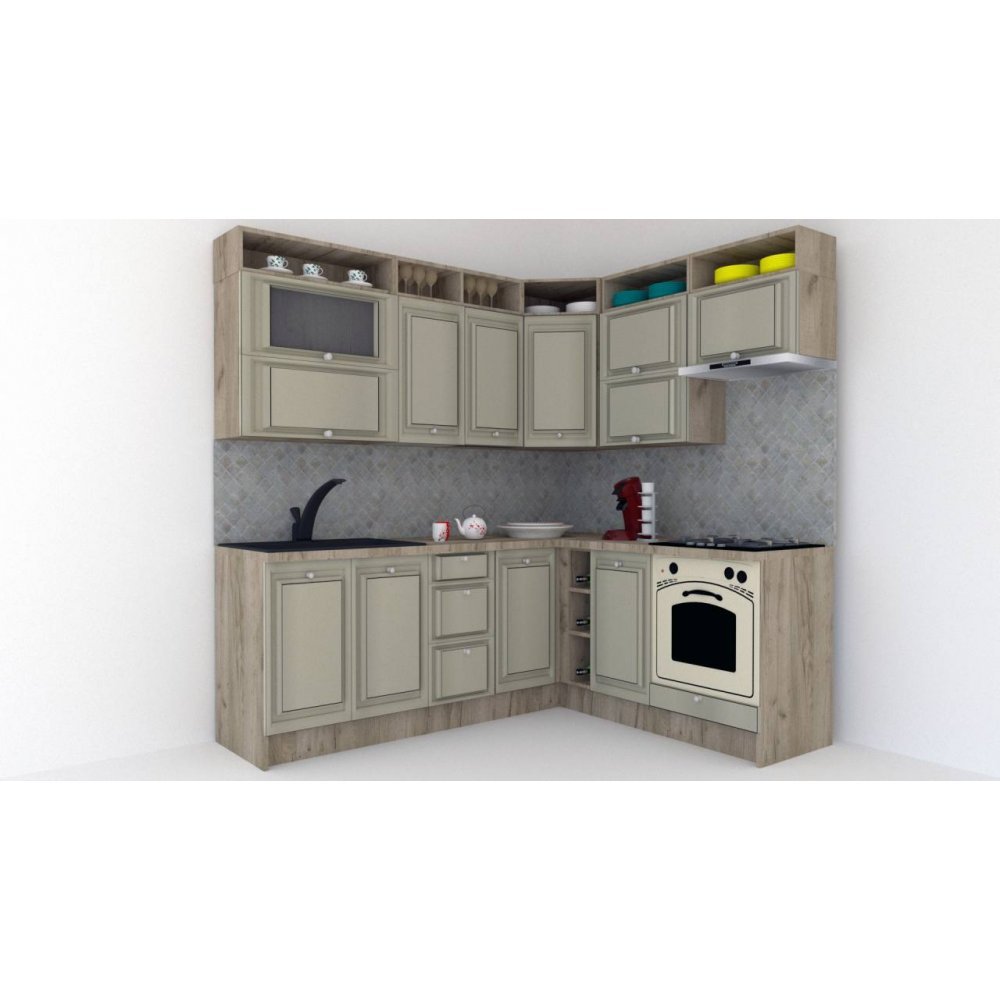 Bucatarie de Colt LEEA ART CORNER FRONT MDF PORTAL 180-220 B DR. K002 / decor 161