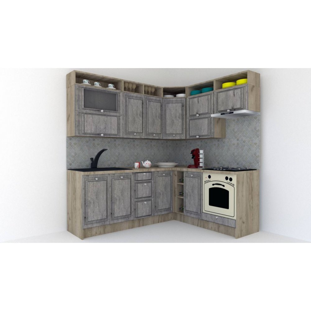 Bucatarie de Colt LEEA ART CORNER FRONT MDF REGULARNY 180-220 B DR. K002 / decor 246
