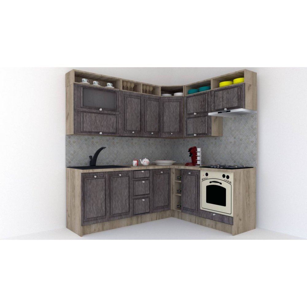 Bucatarie de Colt LEEA ART CORNER FRONT MDF REGULARNY 180-220 B DR. K002 / decor 247