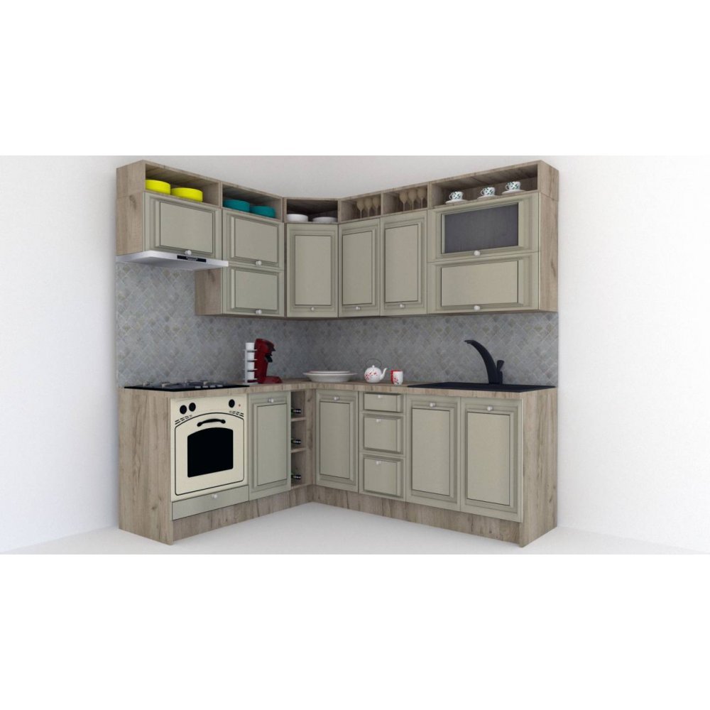 Bucatarie de Colt LEEA ART CORNER FRONT MDF OLDER 180-220 B ST. K002 / decor 161 Bucatarie de Colt LEEA ART CORNER FRONT MDF OLDER 180-220 B ST. K002 / decor 161