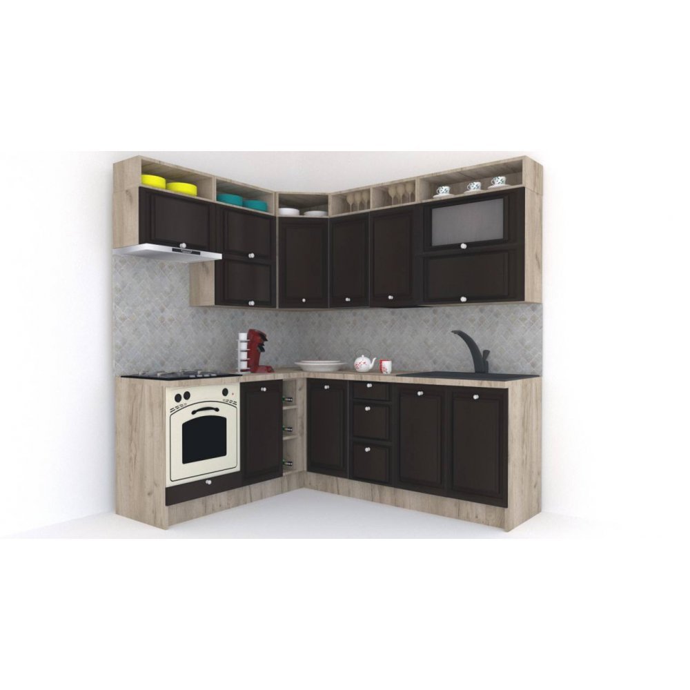 Bucatarie de Colt LEEA ART CORNER FRONT MDF OLDER 180-220 B ST. K002 / decor 244 Bucatarie de Colt LEEA ART CORNER FRONT MDF OLDER 180-220 B ST. K002 / decor 244