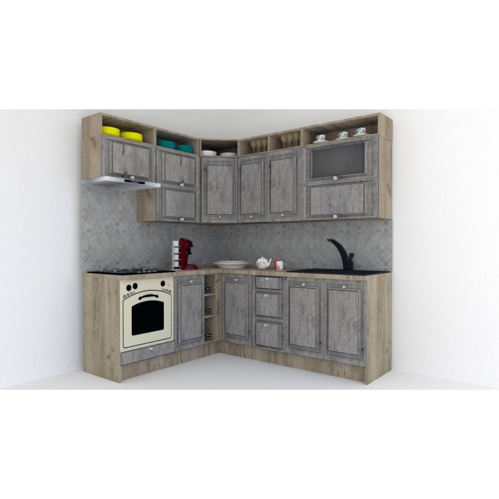 Bucatarie de Colt LEEA ART CORNER FRONT MDF OLDER 180-220 B ST. K002 / decor 246 Bucatarie de Colt LEEA ART CORNER FRONT MDF OLDER 180-220 B ST. K002 / decor 246