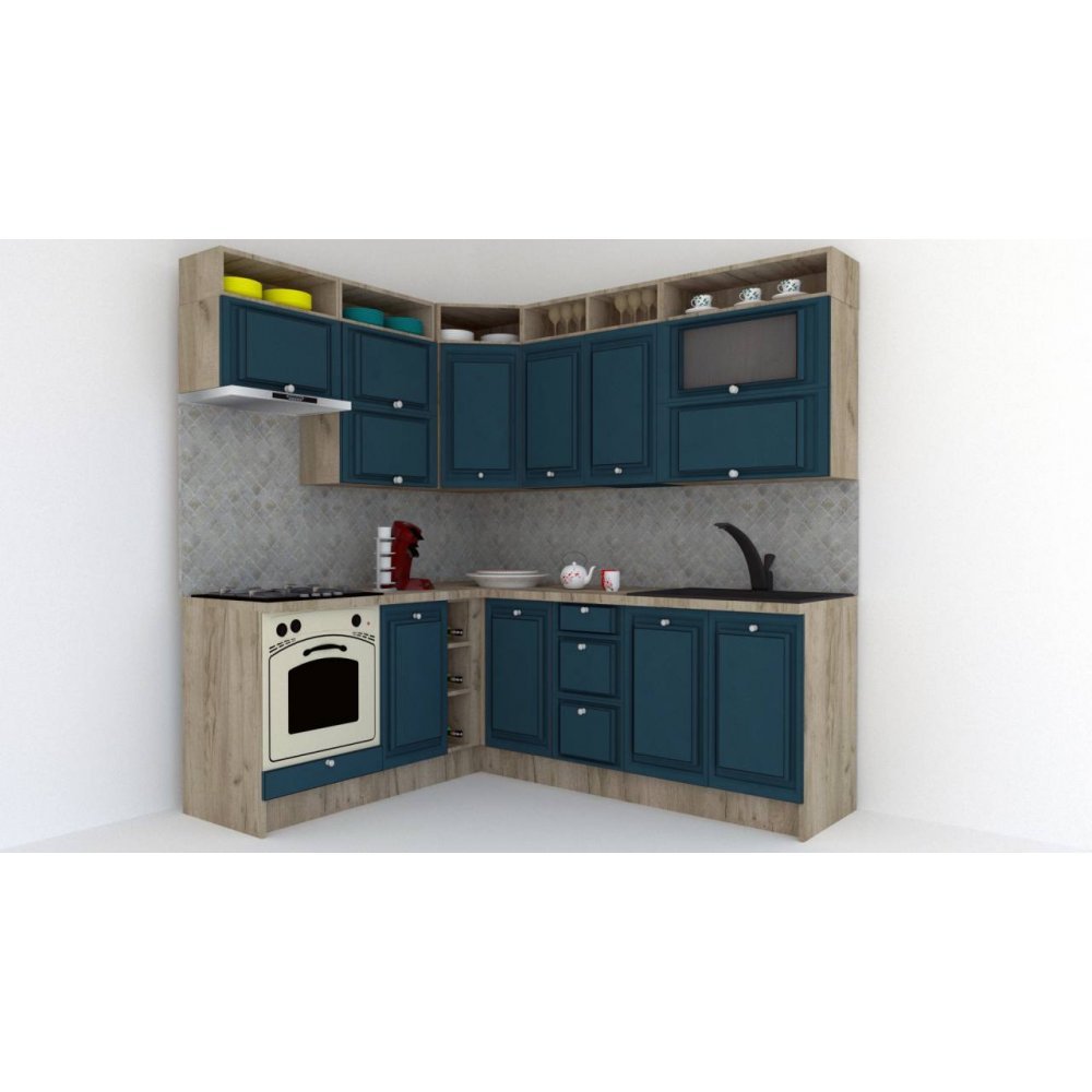 Bucatarie de Colt LEEA ART CORNER FRONT MDF OLDER 180-220 B ST. K002 / decor 259 Bucatarie de Colt LEEA ART CORNER FRONT MDF OLDER 180-220 B ST. K002 / decor 259