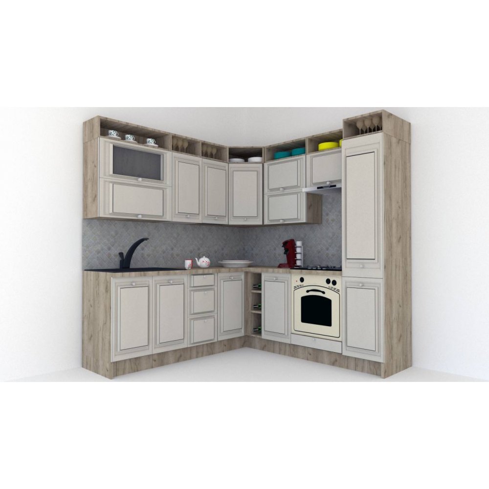 Bucatarie de Colt LEEA ART CORNER FRONT MDF OLDER 220-220 A DR. K002 / decor 102
