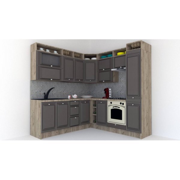Bucatarie de Colt LEEA ART CORNER FRONT MDF OLDER 220-220 A DR. K002 / decor 218