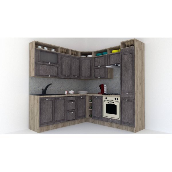 Bucatarie de Colt LEEA ART CORNER FRONT MDF OLDER 220-220 A DR. K002 / decor 247