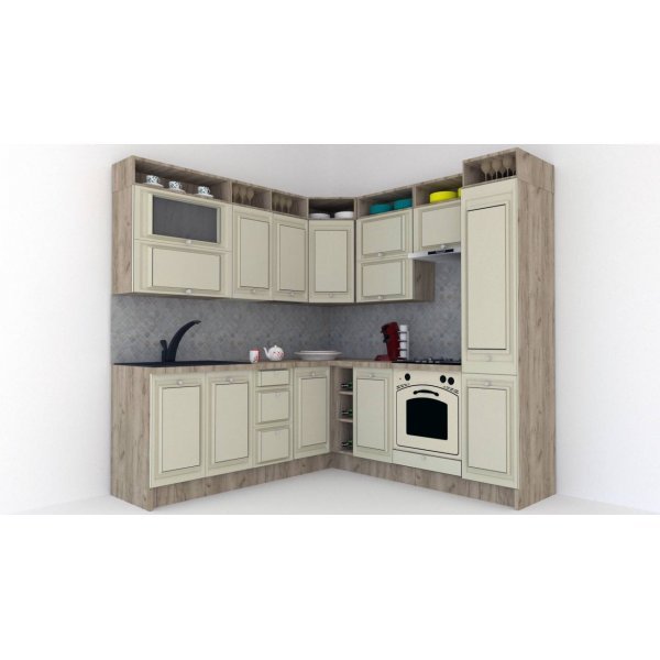 Bucatarie de Colt LEEA ART CORNER FRONT MDF PORTAL 220-220 A DR. K002 / decor 191