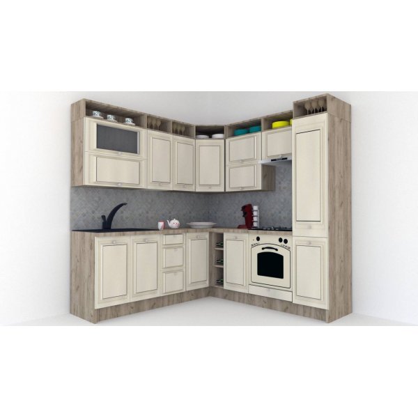 Bucatarie de Colt LEEA ART CORNER FRONT MDF PORTAL 220-220 A DR. K002 / decor 242