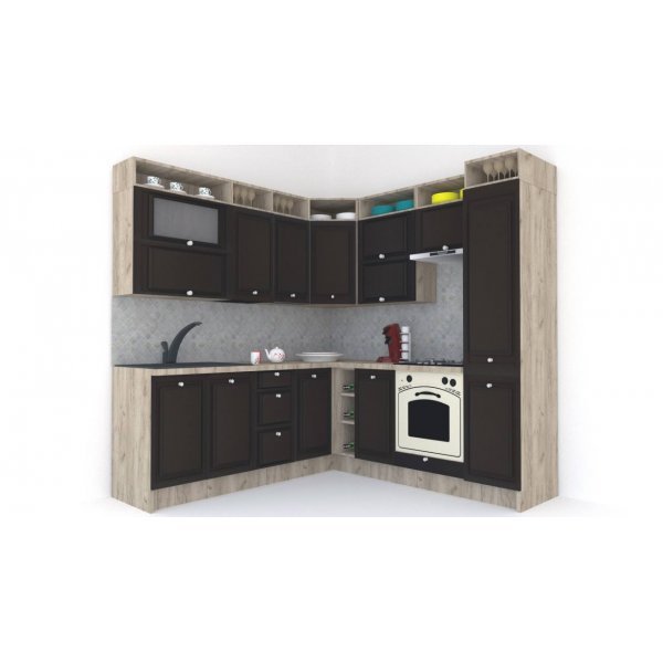 Bucatarie de Colt LEEA ART CORNER FRONT MDF PORTAL 220-220 A DR. K002 / decor 244