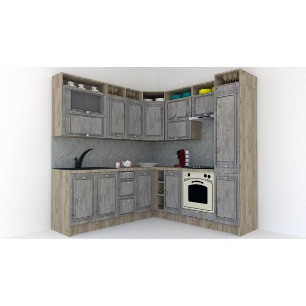 Bucatarie de Colt LEEA ART CORNER FRONT MDF PORTAL 220-220 A DR. K002 / decor 246