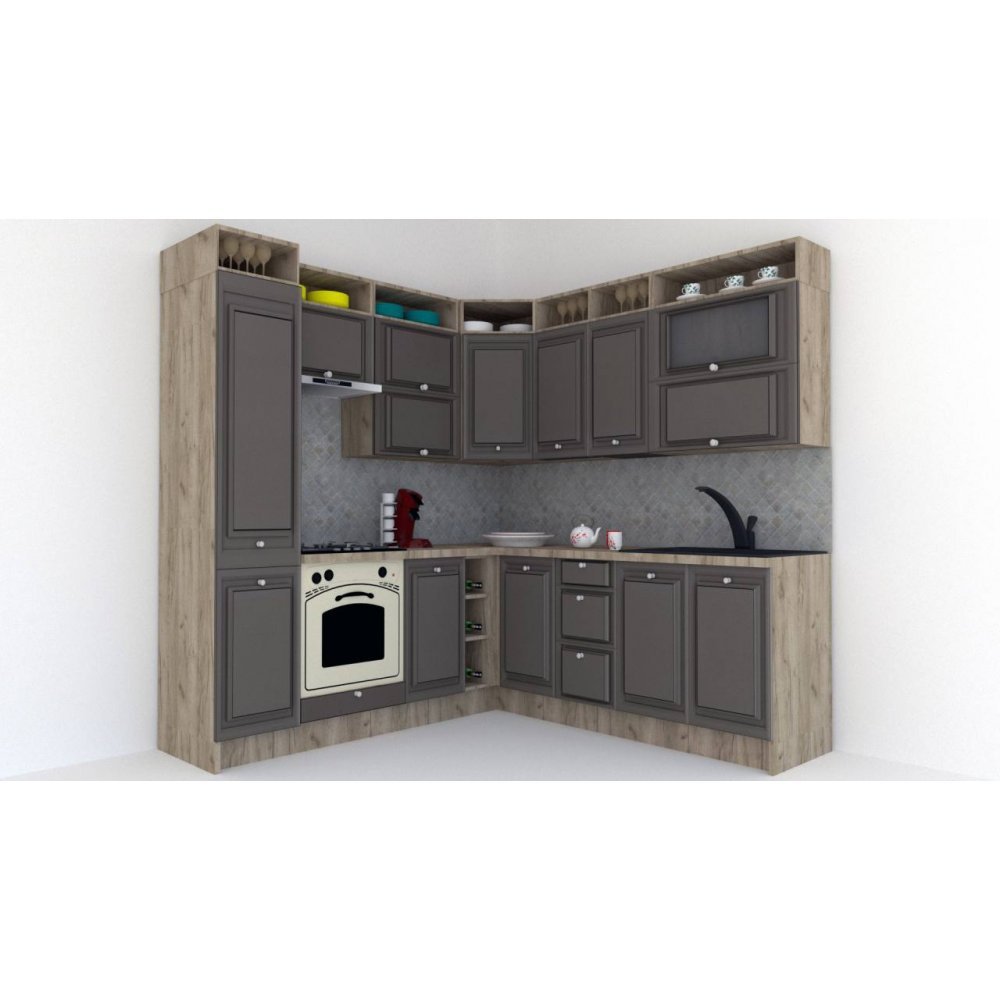 Bucatarie de Colt LEEA ART CORNER FRONT MDF PORTAL 220-220 A ST. K002 / decor 218