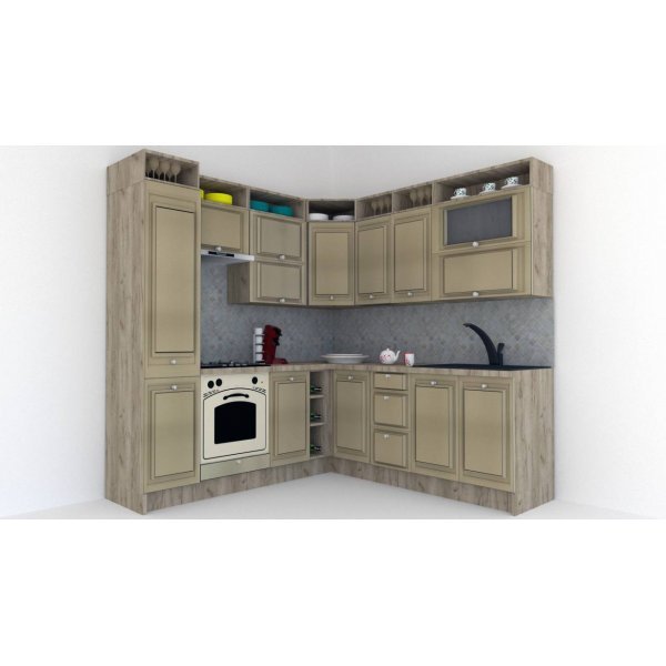 Bucatarie de Colt LEEA ART CORNER FRONT MDF PORTAL 220-220 A ST. K002 / decor 243