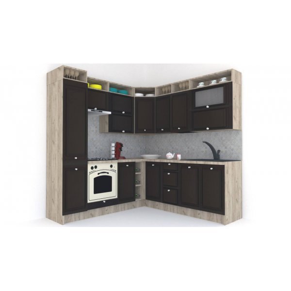 Bucatarie de Colt LEEA ART CORNER FRONT MDF PORTAL 220-220 A ST. K002 / decor 244