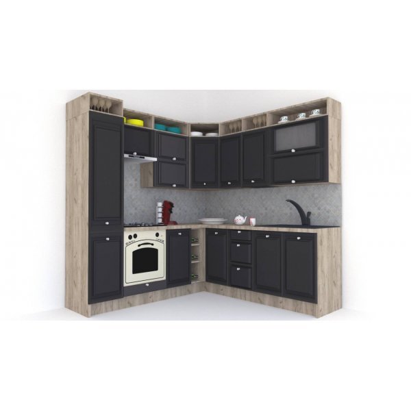 Bucatarie de Colt LEEA ART CORNER FRONT MDF PORTAL 220-220 A ST. K002 / decor 258