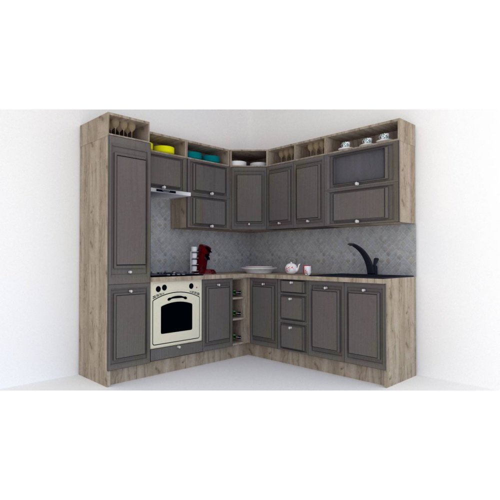 Bucatarie de Colt LEEA ART CORNER FRONT MDF PORTAL 220-220 A ST. K002 / decor 265