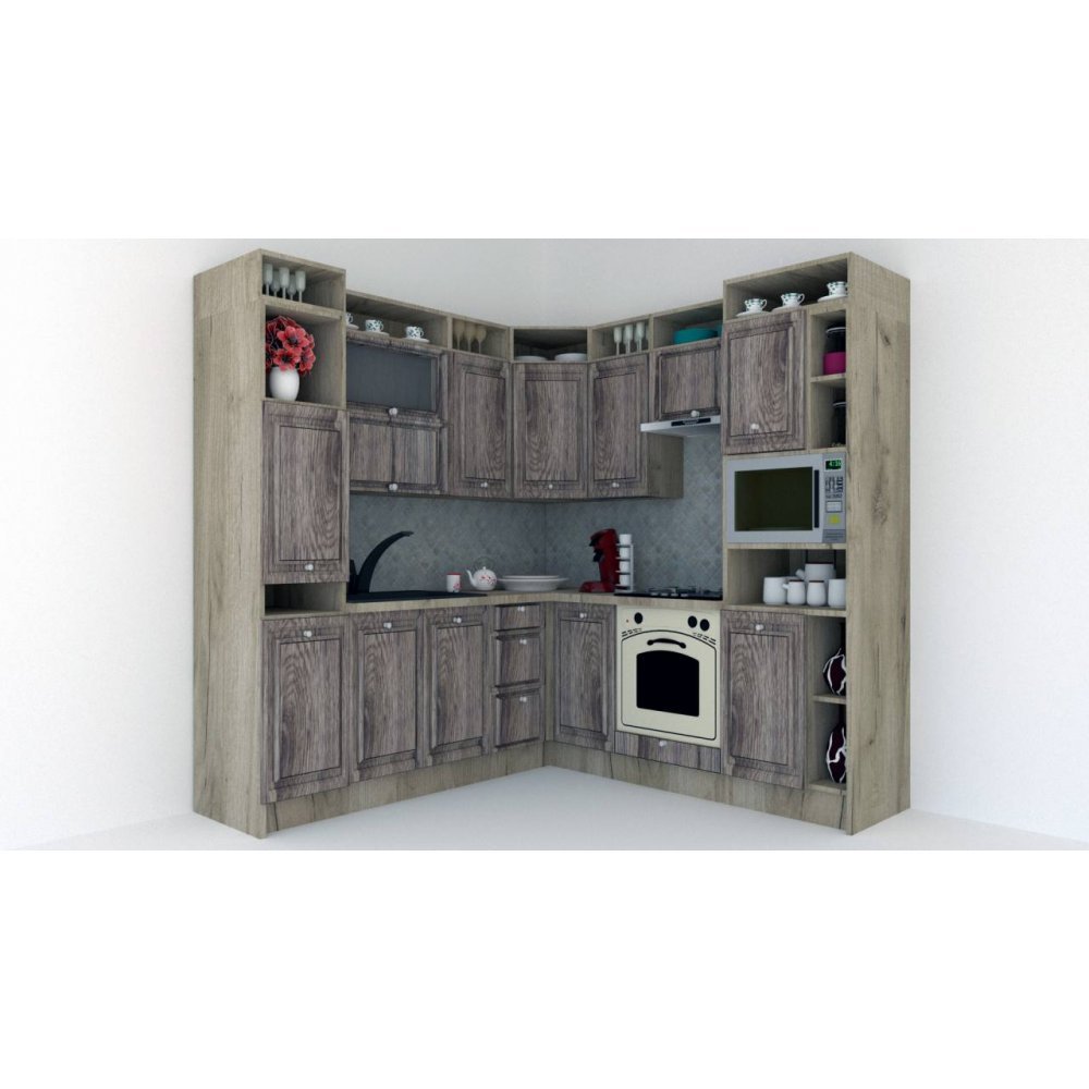 Bucatarie de Colt LEEA ART CORNER FRONT MDF PORTAL 220-220 B DR. K002 / decor 213