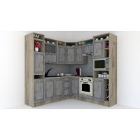 Bucatarie de Colt LEEA ART CORNER FRONT MDF PORTAL 220-220 B DR. K002 / decor 246