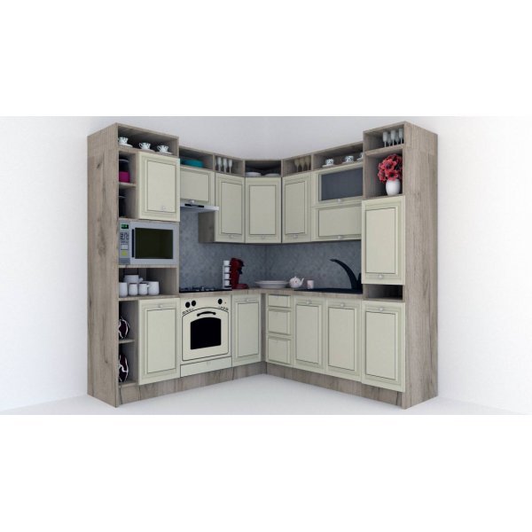 Bucatarie de Colt LEEA ART CORNER FRONT MDF PORTAL 220-220 B ST. K002 / decor 191