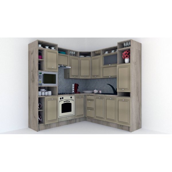 Bucatarie de Colt LEEA ART CORNER FRONT MDF PORTAL 220-220 B ST. K002 / decor 243