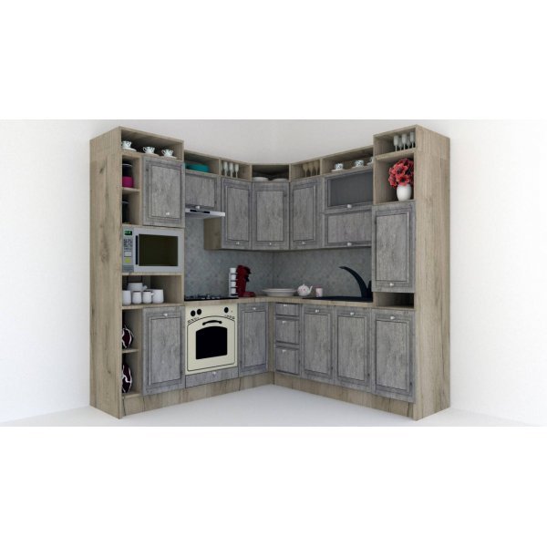 Bucatarie de Colt LEEA ART CORNER FRONT MDF PORTAL 220-220 B ST. K002 / decor 246