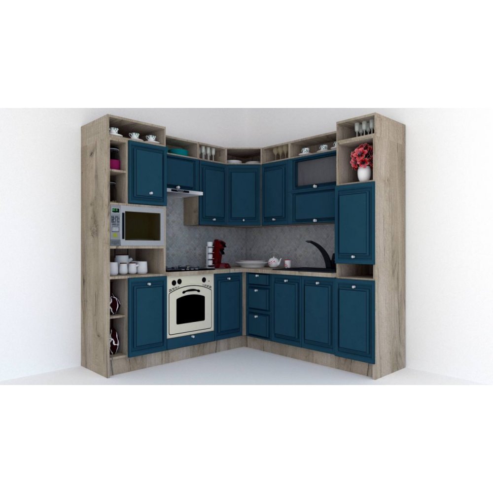 Bucatarie de Colt LEEA ART CORNER FRONT MDF PORTAL 220-220 B ST. K002 / decor 259