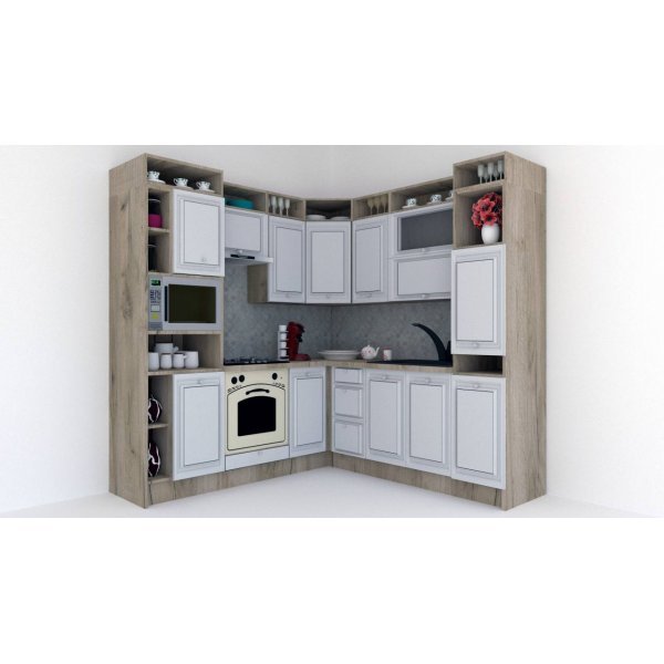 Bucatarie de Colt LEEA ART CORNER FRONT MDF PORTAL 220-220 B ST. K002 / decor 263