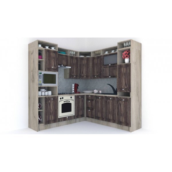 Bucatarie de Colt LEEA ART CORNER FRONT MDF PORTAL 220-220 B ST. K002 / decor 264